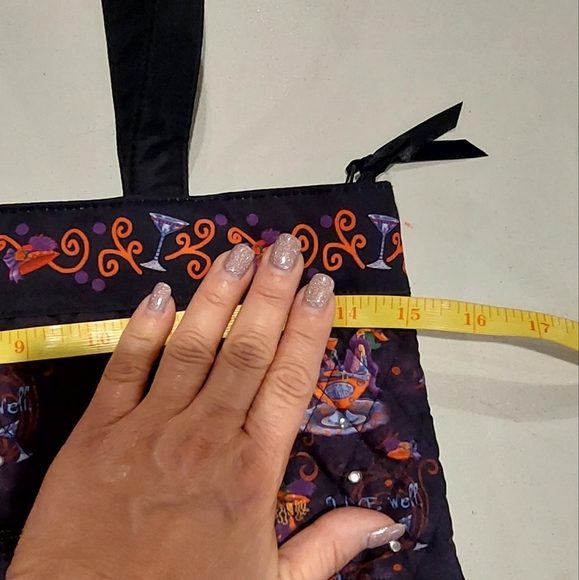 The Bradford Exchange Totes with Tude Quilted Black Purple Wine Glasses Tote Bag - Picture 12 of 16